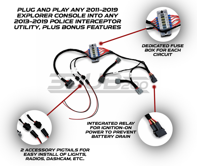 2011-19 Explorer Console to PIU Adaptor Wiring Harness Kit