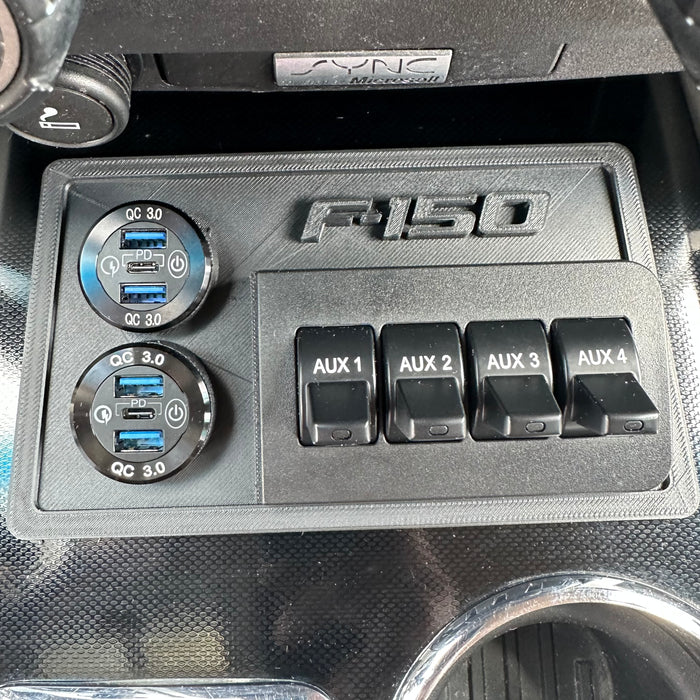 F-150 "Raptor Style" Upfitter Switch and USB Mount Panel (Panel Only)