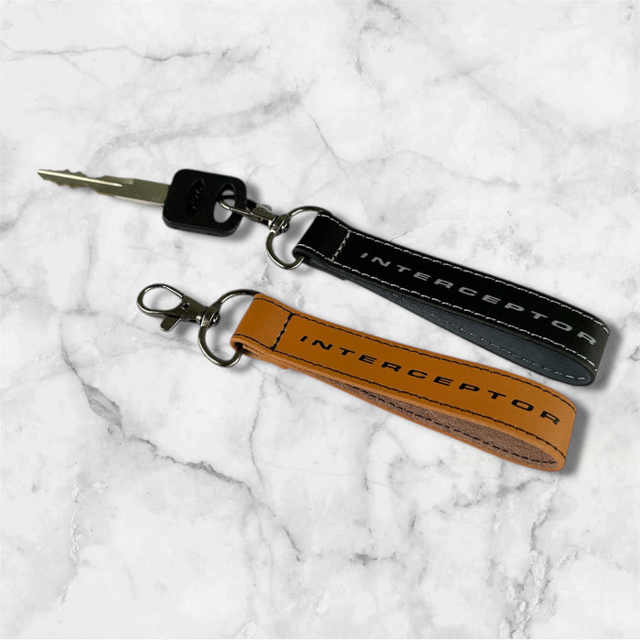 Police Interceptor Leather Keychain Lanyard