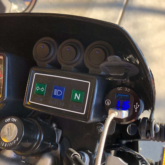 Yamaha TW200 12v USB/Voltmeter/Rocker Switch Mount Panel